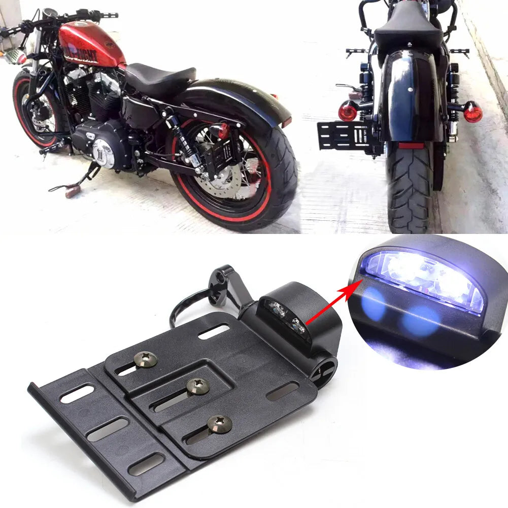 FOLDING SIDE MOUNT LICENSE  PLATE HOLDER FOR HARLEY DAVIDSON. NEW metal type